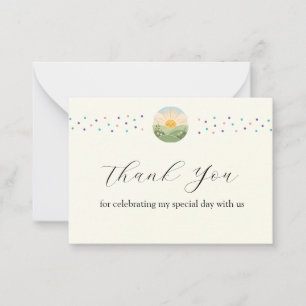 Happy Sunrise Over Blooming Hills Thank You Note Card