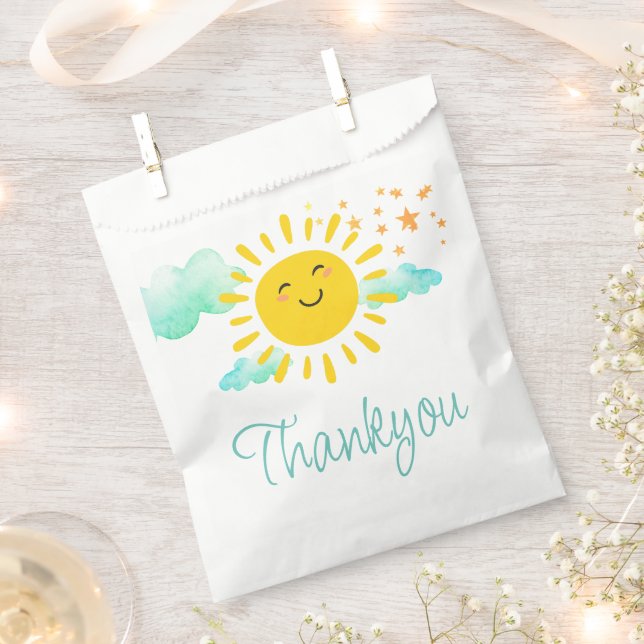 Happy Sunshine 1st Birthday Party Favor Bag (Clipped)