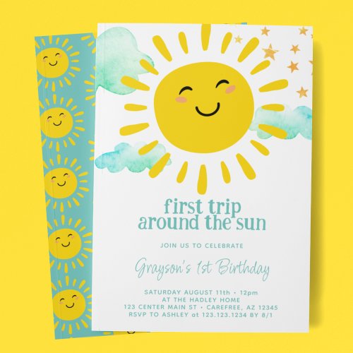 Happy Sunshine 1st Birthday Party Invitation