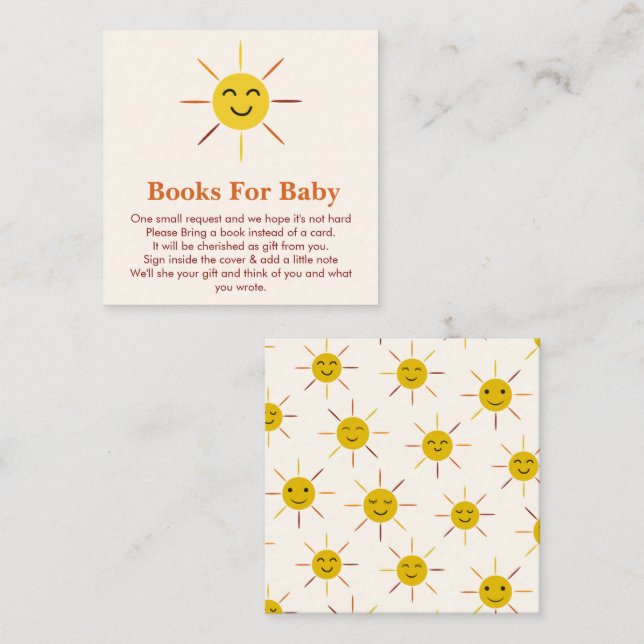 Happy Sunshine Books for Baby Shower  Enclosure Card (Front/Back)