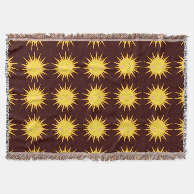 Happy Sunshine cartoon throw blanket (Front)