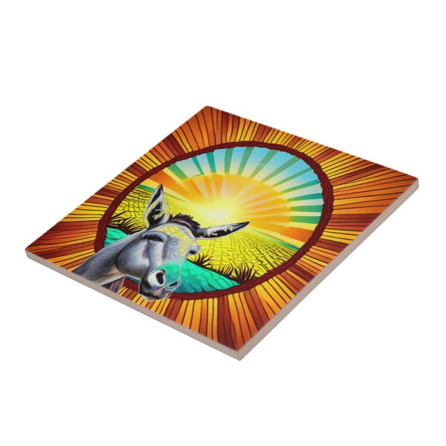 Happy Sunshine Donkey  Ceramic Tile (Side)