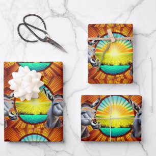 Happy Sunshine Donkey Wrapping Paper Sheets