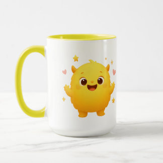 Happy Sunshine Monster Kids Mug — Cheerful Yellow