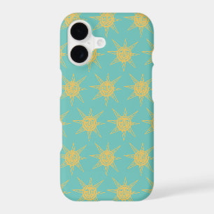 Happy Sunshine Suns Pattern teal iPhone 17 Case