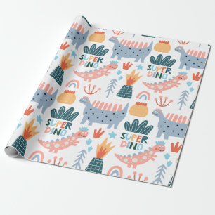 Happy Super Dino Wrapping Paper