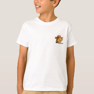 Happy Surfing Taco Character Wearing a Straw Hat T-Shirt