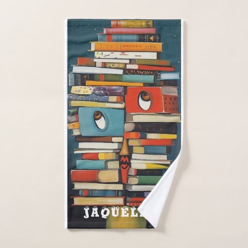 Happy Surreal Abstract Book Lover Hand Towel