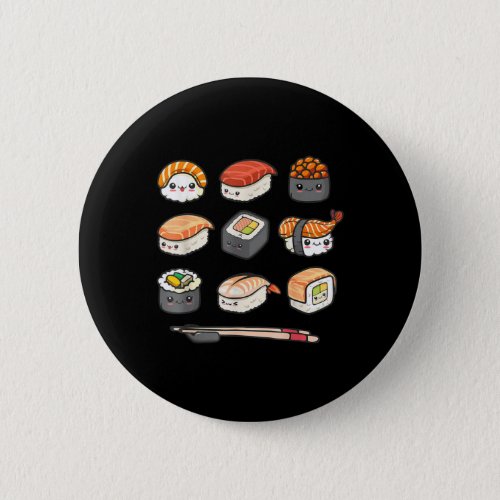 Happy Sushi Anime Kawaii Set Japanese Food Lover O Button