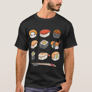 Happy Sushi Anime Kawaii Set Japanese Food Lover O T-Shirt