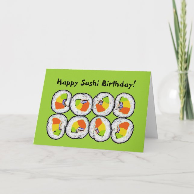 Happy Sushi Birthday Card (Front)