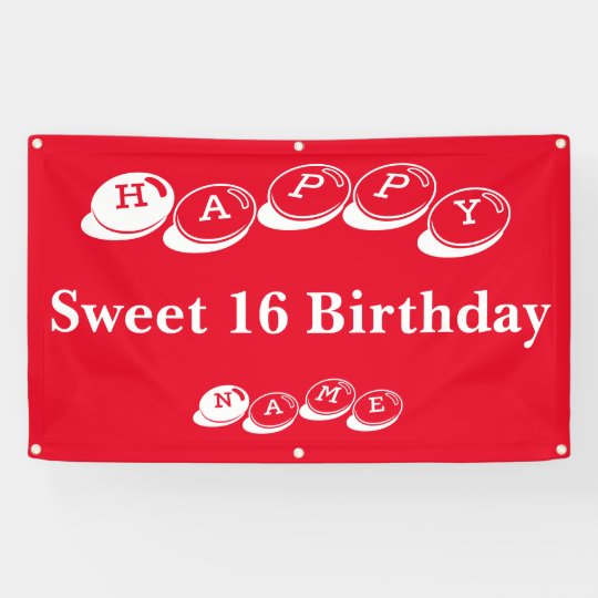 Happy Sweet 16 Birthday Banner | Zazzle.com