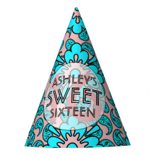 Happy Sweet 16 Birthday Party Blue And Pink Hat