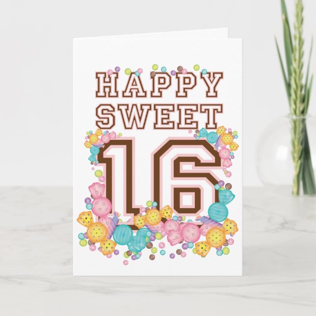 Happy Sweet 16 Candy Land Birthday Card (Front)