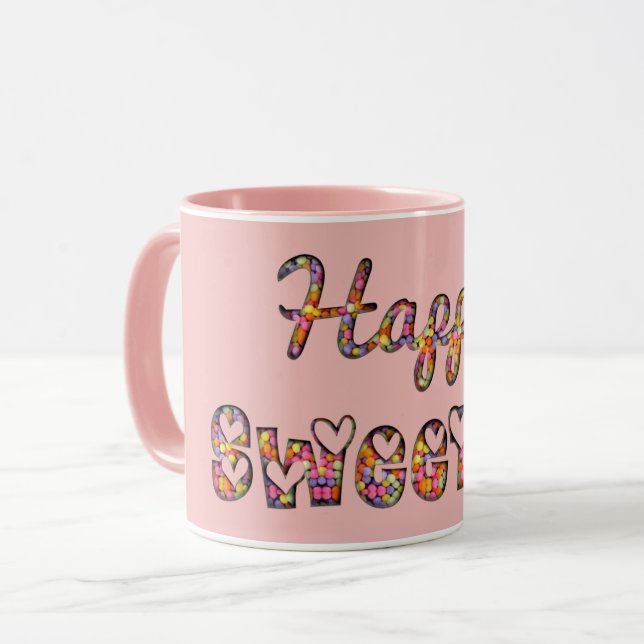 Happy Sweet 16 Cute Funny Candy Typography Mug (Front Left)