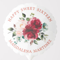 Happy Sweet 16 Red Pink Floral Custom