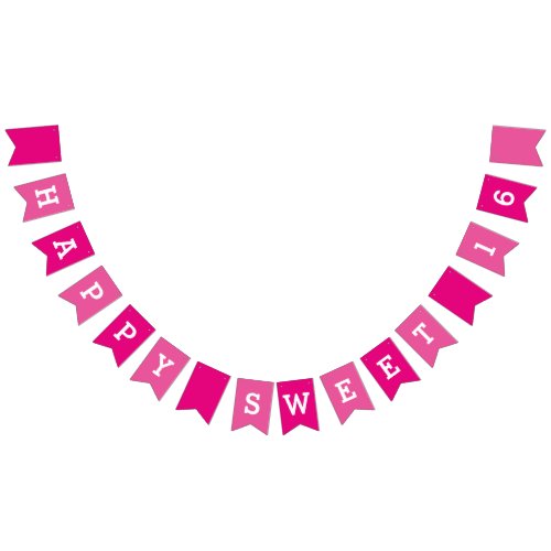 Happy Sweet 16th Birthday Party Bunting Banner