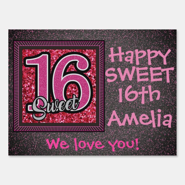 Happy Sweet 16th Birthday Sign #2 (Front)