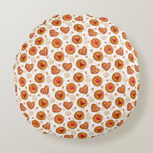 happy Sweet Delights: Celebrate Cookie Day with De Round Pillow (Front)