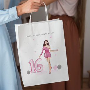 Happy sweet sixteen, 16th birthday medium gift bag