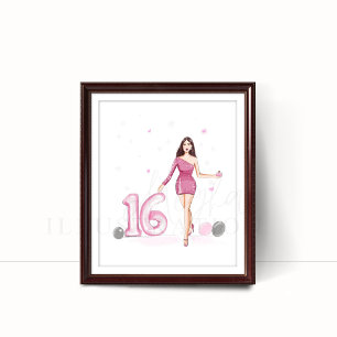 Happy sweet sixteen, 16th birthday poster