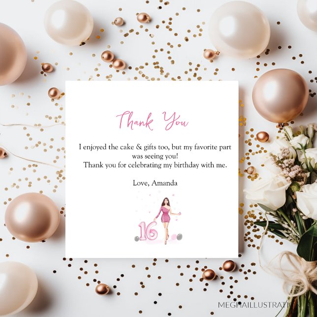 Happy sweet sixteen, 16th birthday thank you card (Creator Uploaded)