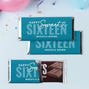 Happy Sweet Sixteen Teal Birthday Hershey Bar Favors