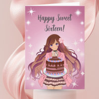 Happy Sweet Sixteen Teenager Girl with Cake