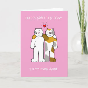 Happy Sweetest Day, Aunt, Cartoon Cats. Card