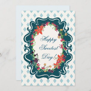 Happy Sweetest Day! Floral Border Lattice Design Invitation