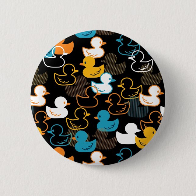 Happy Swimming a Paddling of Ducks Pattern Button (Front)