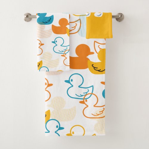 Happy Swimming a Paddling of Ducks Pattern II Bath Towel Set