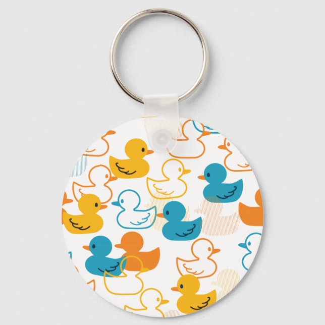 Happy Swimming a Paddling of Ducks Pattern II Keychain (Front)