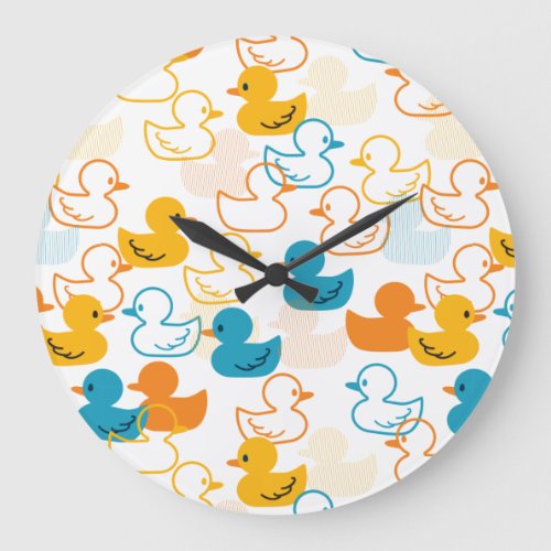 Happy Swimming a Paddling of Ducks Pattern II Large Clock