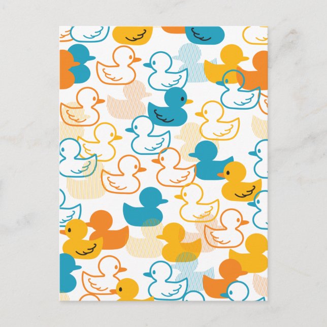 Happy Swimming a Paddling of Ducks Pattern II Postcard (Front)