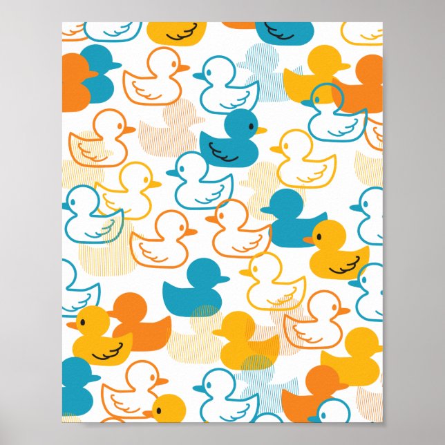Happy Swimming a Paddling of Ducks Pattern II Poster (Front)
