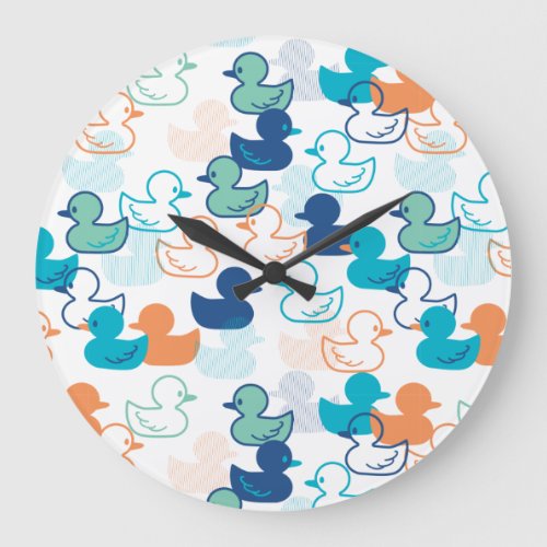 Happy Swimming a Paddling of Ducks Pattern III Large Clock