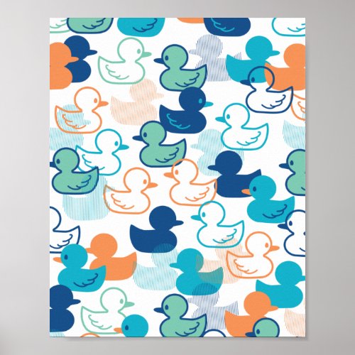 Happy Swimming a Paddling of Ducks Pattern III Poster