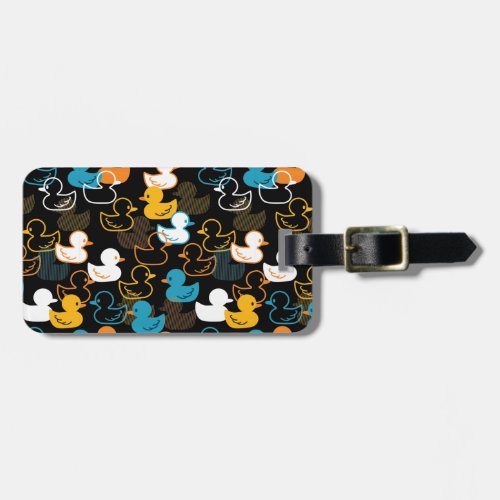 Happy Swimming a Paddling of Ducks Pattern Luggage Tag