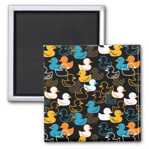 Happy Swimming a Paddling of Ducks Pattern Magnet