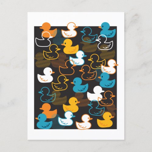Happy Swimming a Paddling of Ducks Pattern Postcar Postcard