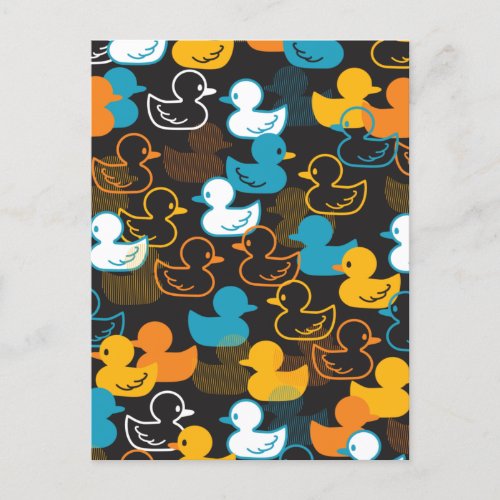 Happy Swimming a Paddling of Ducks Pattern Postcard