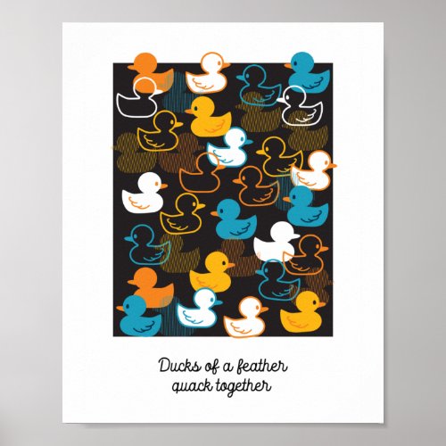 Happy Swimming a Paddling of Ducks Pattern Poster
