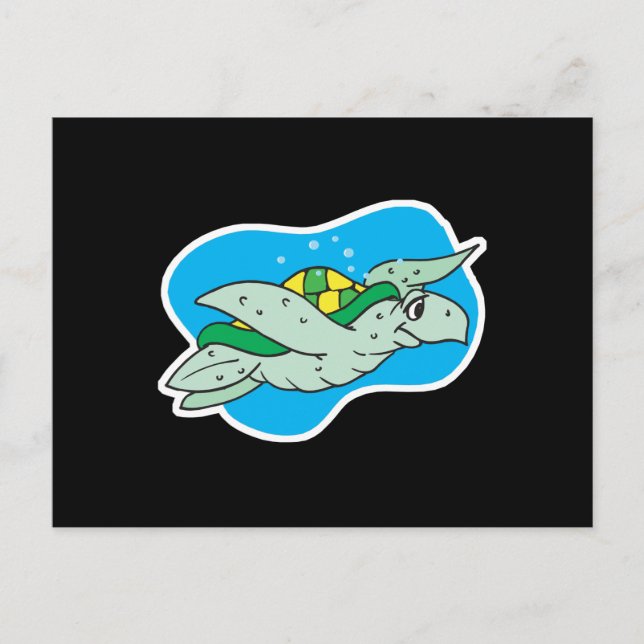 happy swimming sea turtle postcard (Front)