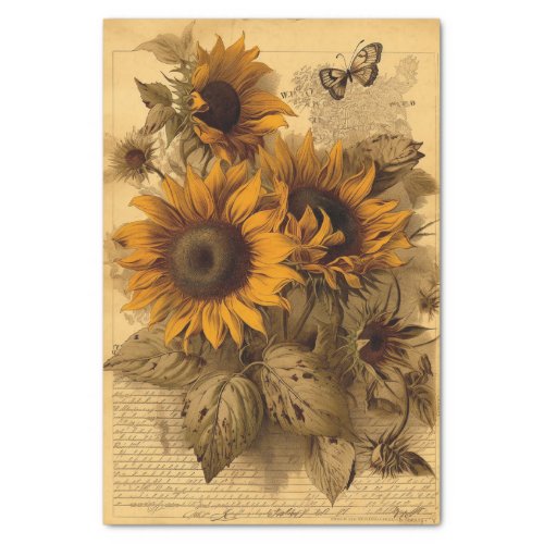 Happy Swirling Sunflowers Butterflies and Script Tissue Paper