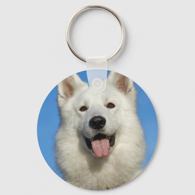 Happy Swiss Shepherd dog Keychain (Front)