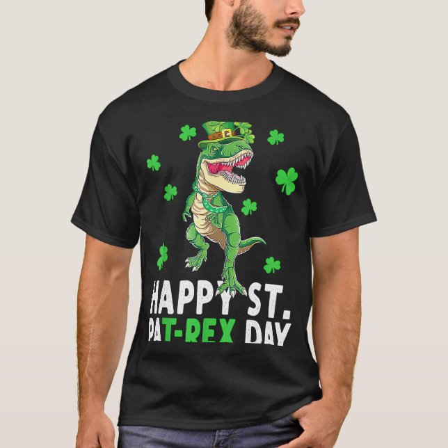 Happy T Rex Dinosaur Saint Patrick's Day For Boys  T-Shirt (Front)