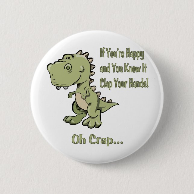 Happy T-Rex Pinback Button (Front)