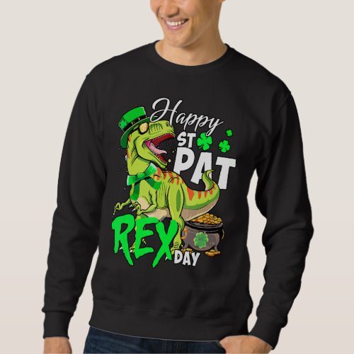 Happy T Rex Saint Patricks Day Dinosaur Boys Kids Sweatshirt