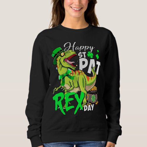 Happy T Rex Saint Patricks Day Dinosaur Boys Kids Sweatshirt